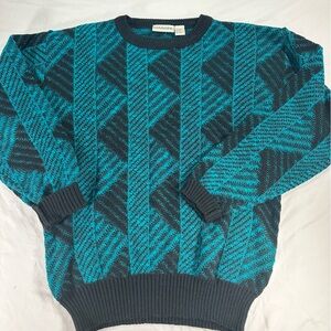 Massini Teal and Black Crewneck Sweater